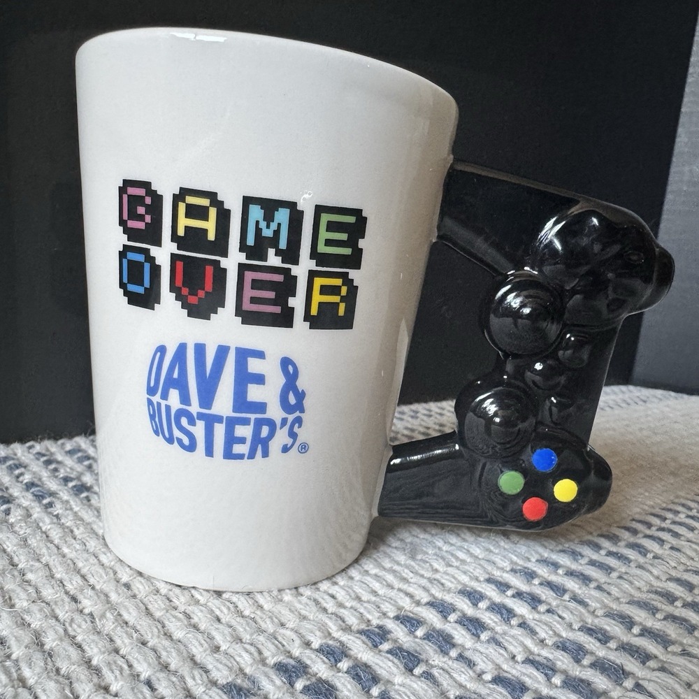 GAME OVER Dave & Busters Video Game PS2 Controller Arcade Ceramic Mug Coffee Cup